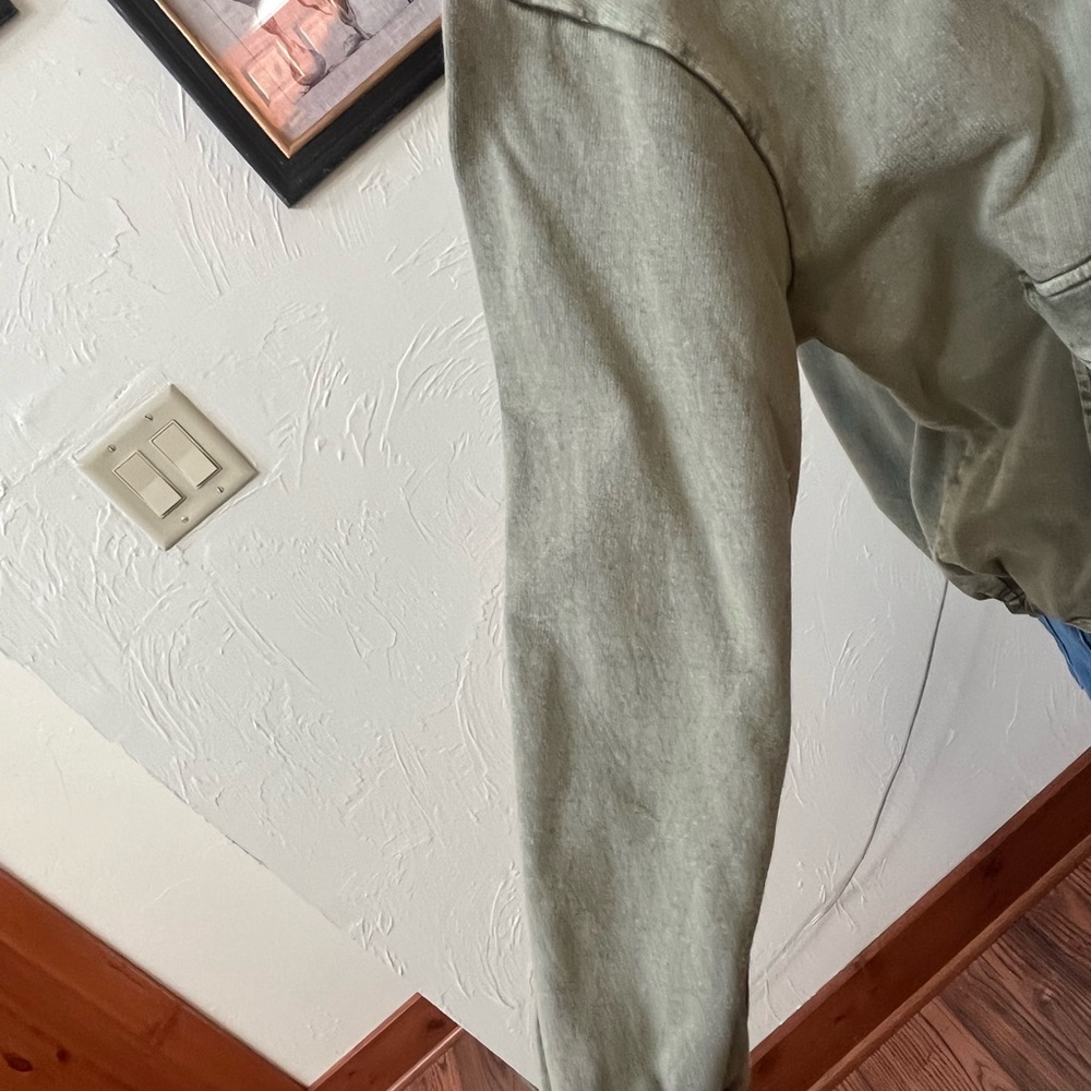 Large Olive Button Down Sweatshirt - image 5